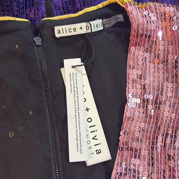 NWT Alice + Olivia Blaze Rainbow Mulit Colored Sequin Dress - Picture 5 of 11